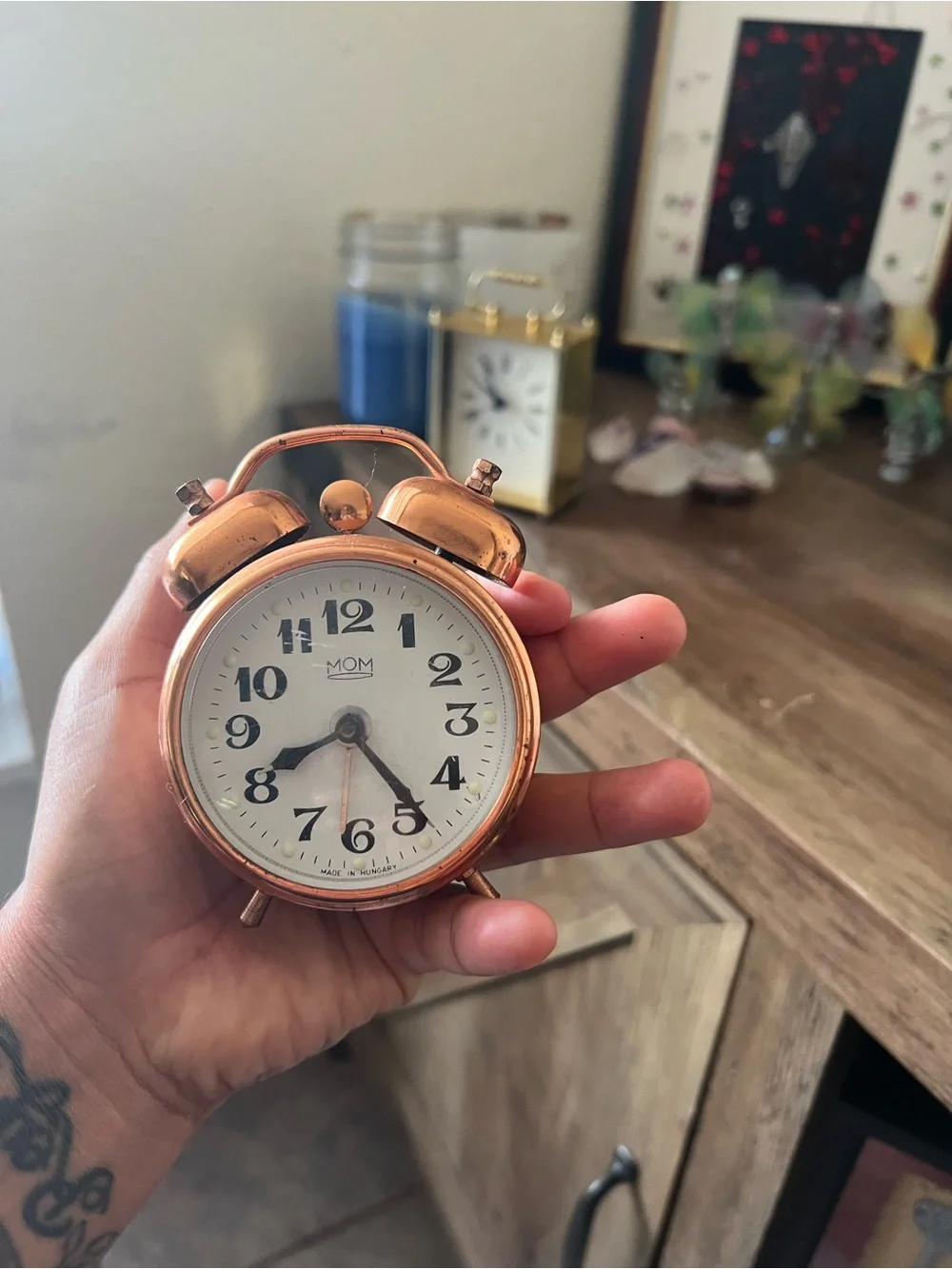 Copper-Tone Twin Bell Wall Clock Accent